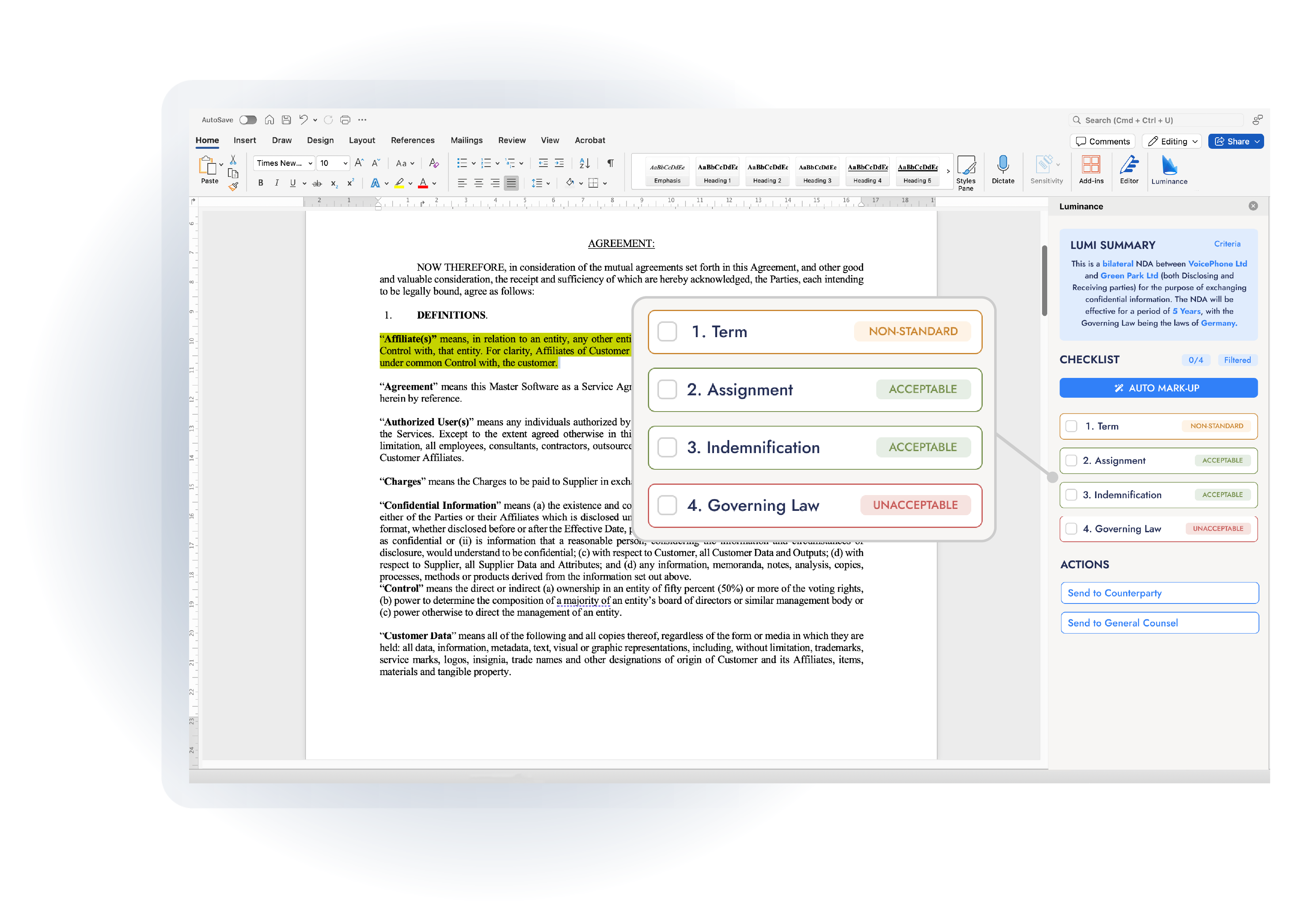 Corporate insight screen