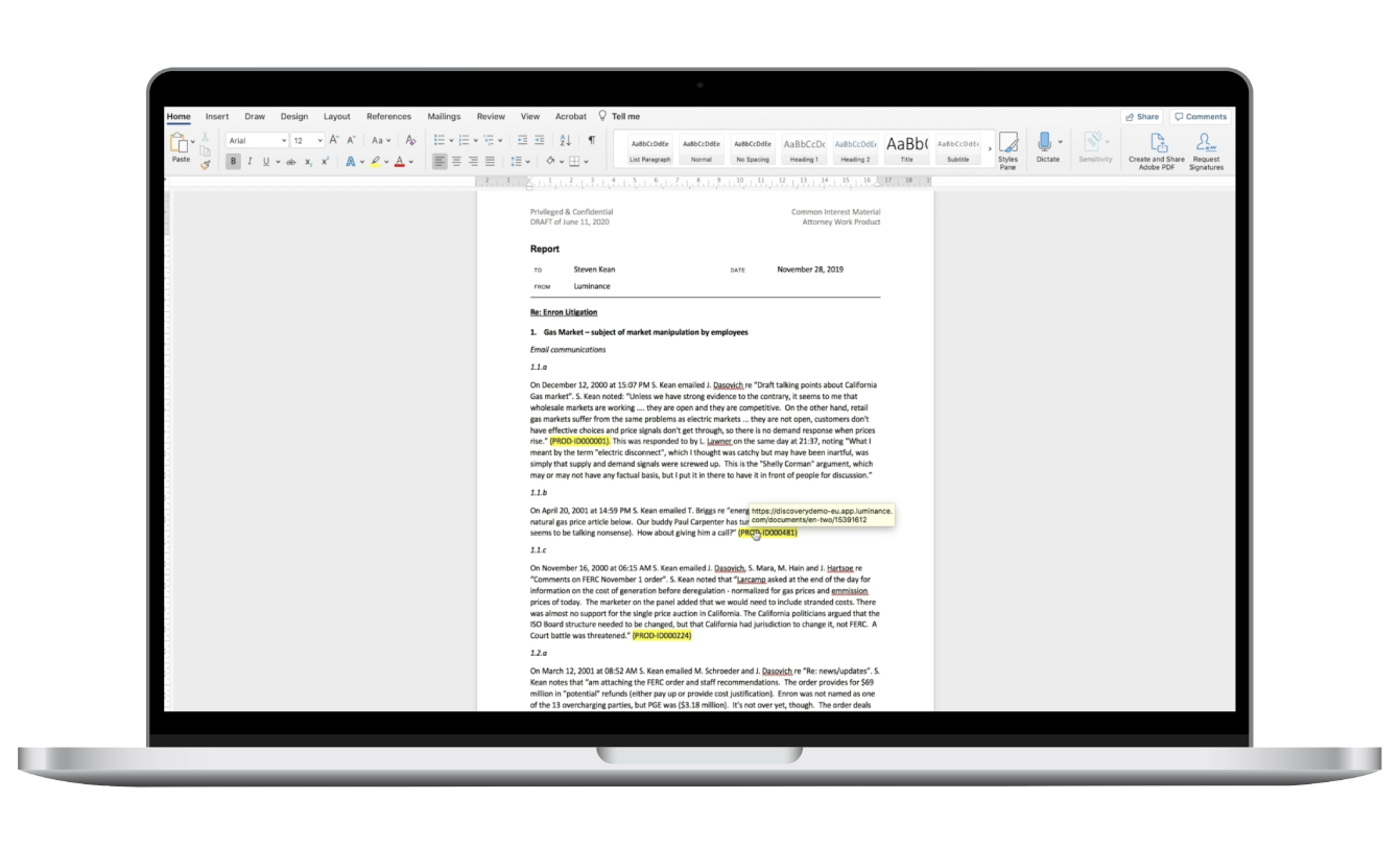 Court-Compliant, Word-Integrated Production