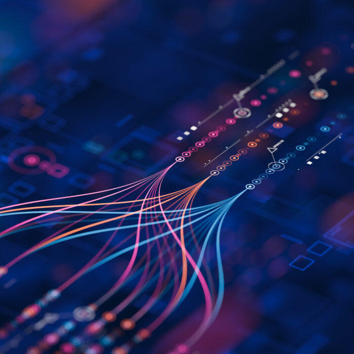 Big data technology Data science analysing artificial intelligence generative AI deep learning machine learning algorithm Neural flow network analytics innovation abstract futuristic. 3d rendering.